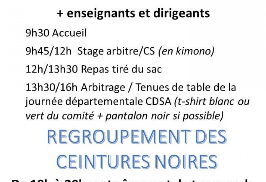 Inscrivez vous au stage d'arbitrage départemental du 18 octobre